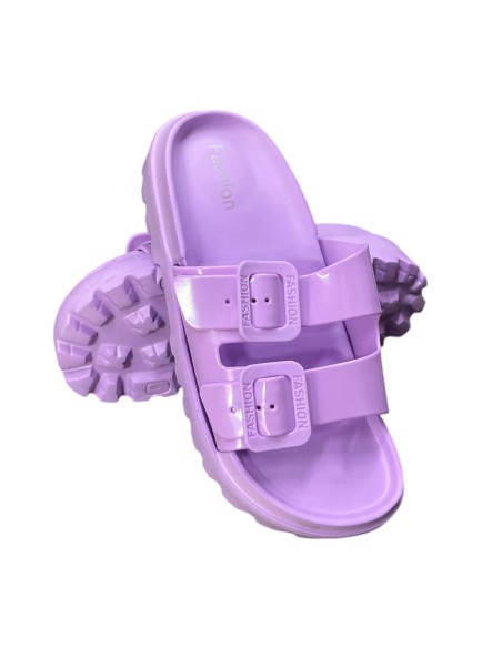 CHANCLA 2 HEBILLAS BRILLO MALVA