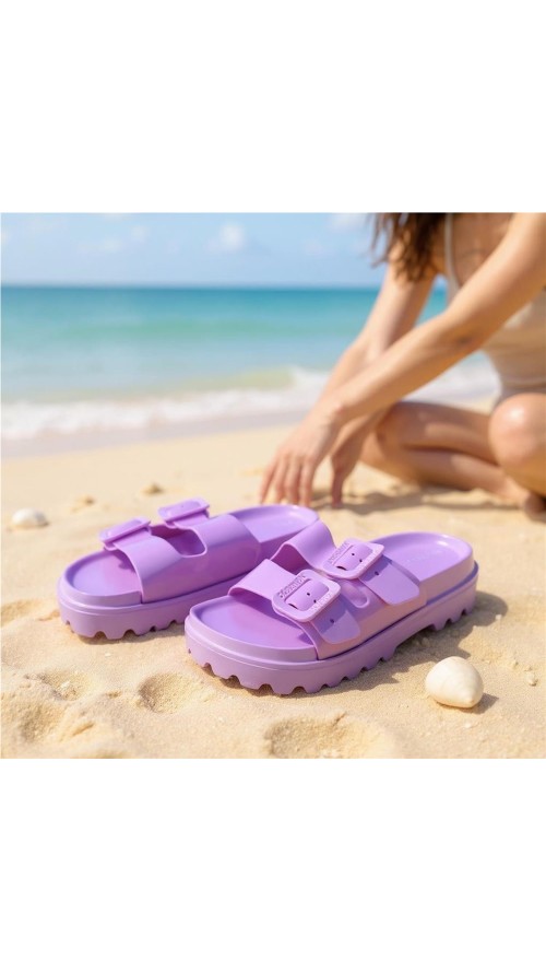 CHANCLA 2 HEBILLAS BRILLO MALVA