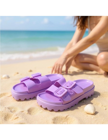 CHANCLA 2 HEBILLAS BRILLO MALVA