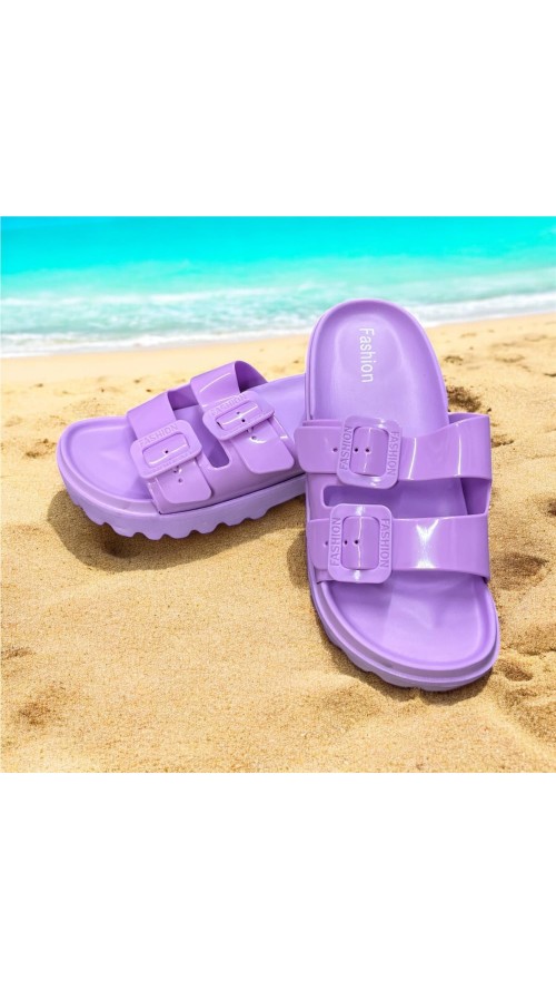 CHANCLA 2 HEBILLAS BRILLO MALVA