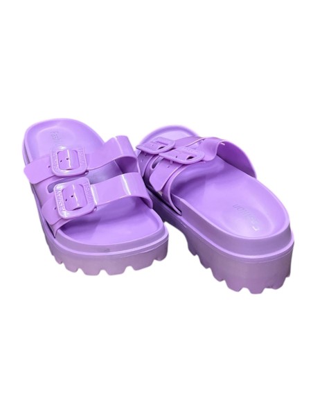 CHANCLA 2 HEBILLAS BRILLO MALVA