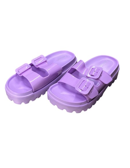 CHANCLA 2 HEBILLAS BRILLO MALVA