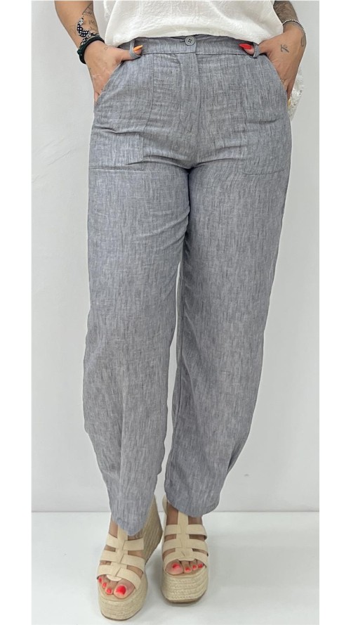 PANTALON LINO SOL GRIS