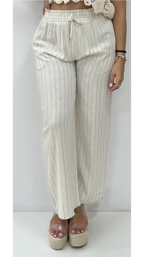 PANTALON LINO RAYA BEIG