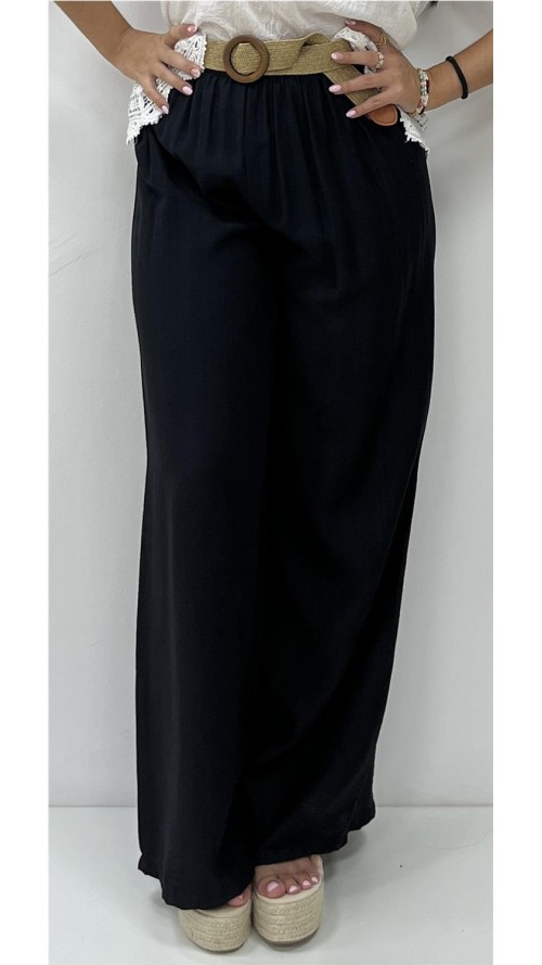 PANTALON BRISA CON CINTURON NEGRO
