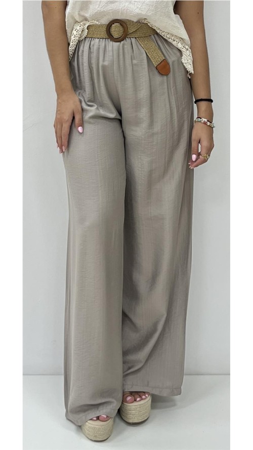 PANTALON BRISA CON CINTURON TAUPE