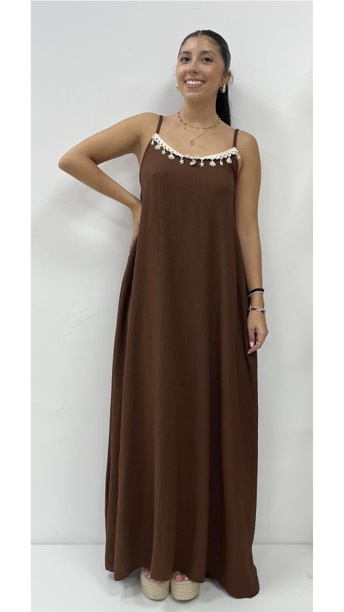 VESTIDO CONCHAS MARRON