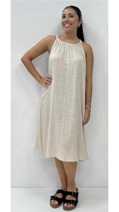 VESTIDO LINO PAULA BEIG