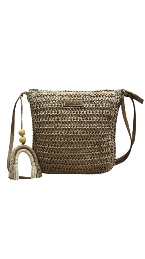 BOLSO RAFIA TRENZADO CAMEL