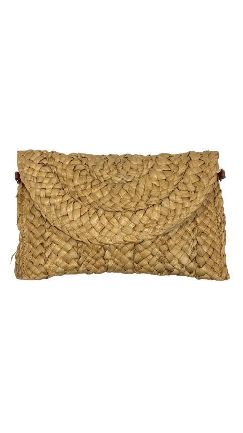 CARTERA RAFIA TRENZADA CAMEL
