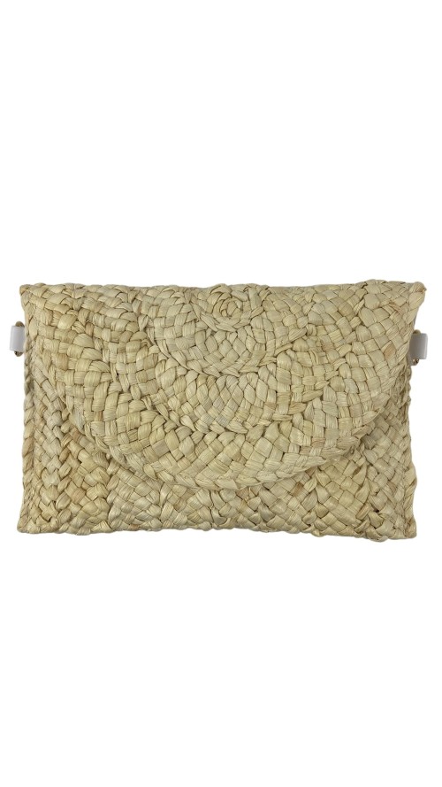 CARTERA RAFIA TRENZADA BEIG