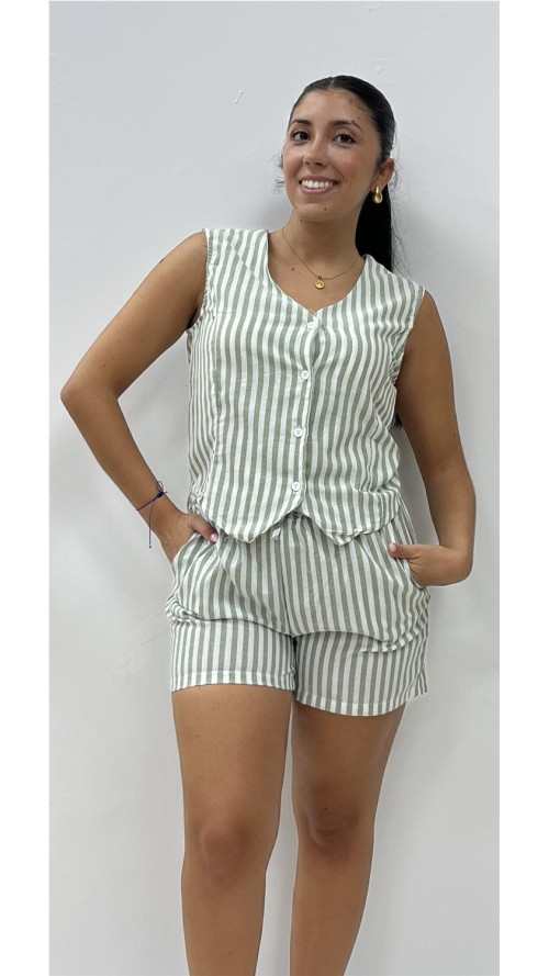 CONJUNTO RAYAS MARINERO VERDE