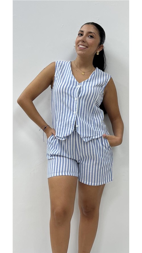 CONJUNTO RAYAS MARINERO AZUL