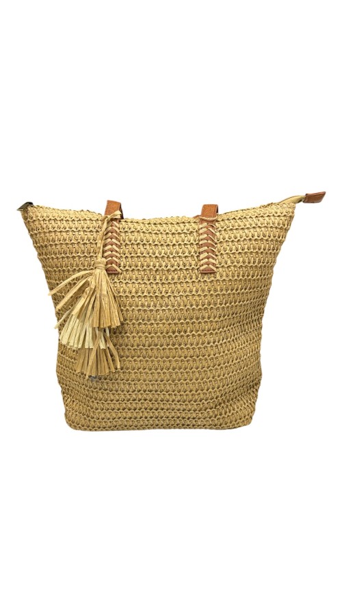 BOLSO RAFIA ADORNO ESPIGA CAMEL