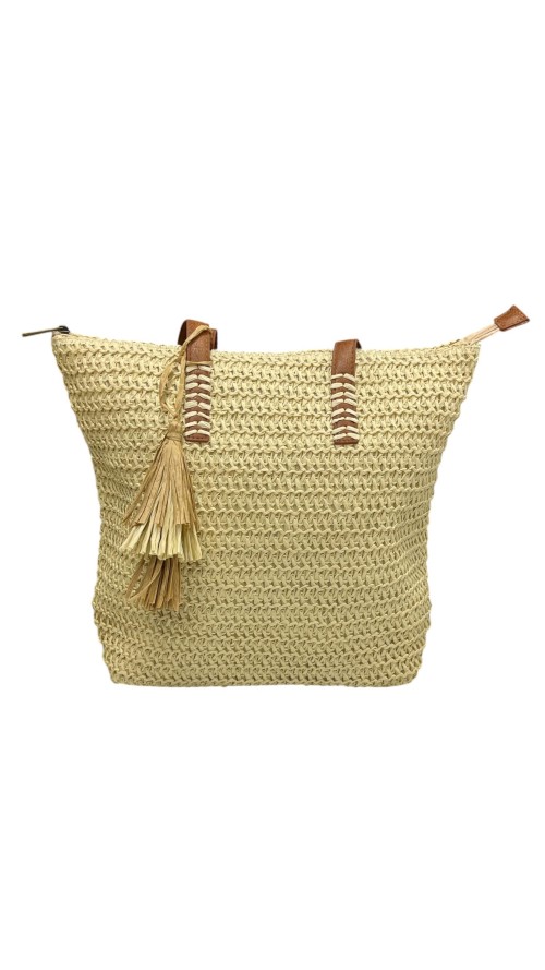 BOLSO RAFIA ADORNO ESPIGA BEIG