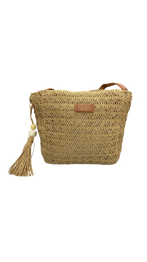 BOLSO RAFIA BANDOLERA CAMEL