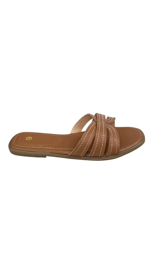 SANDALIA PLANA PALA ENTRELAZAA CAMEL