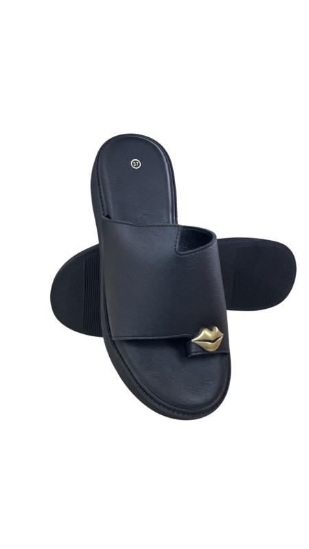 SANDALIA PLANA BESO NEGRO