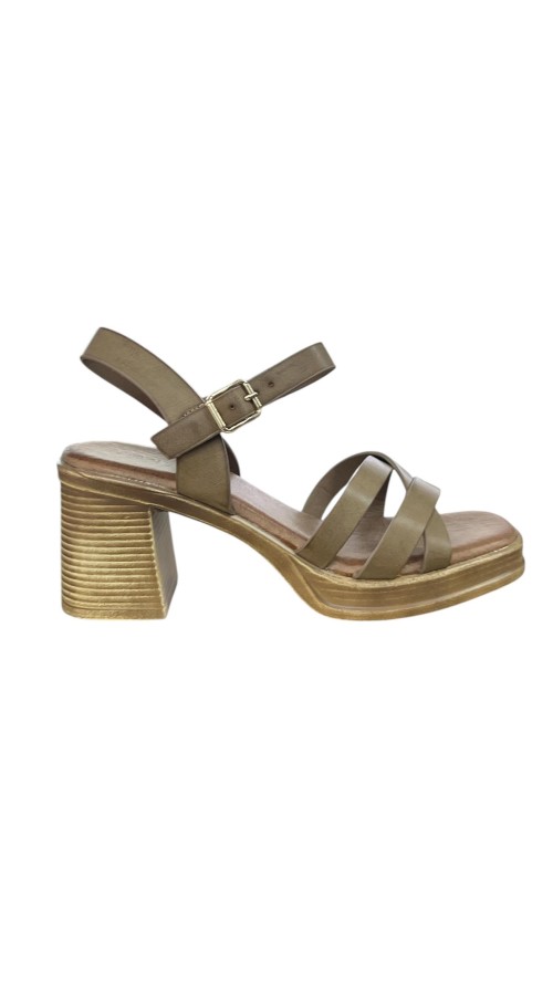 SANDALIA TACON ANCHO MADERA TAUPE