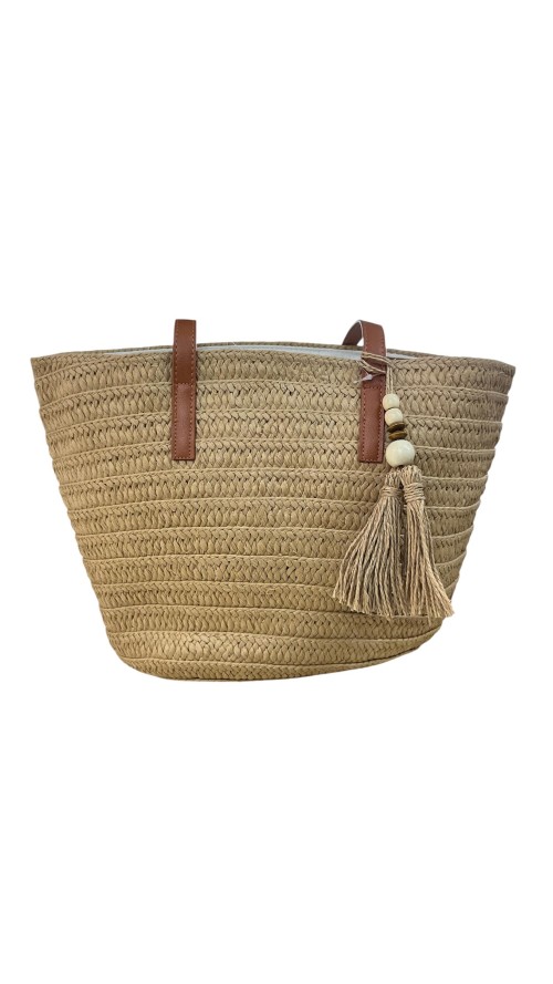 BOLSO MEDIANO RAFIA CAMEL