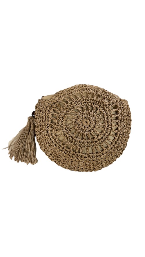 BOLSO RAFIA REDONDON CAMEL