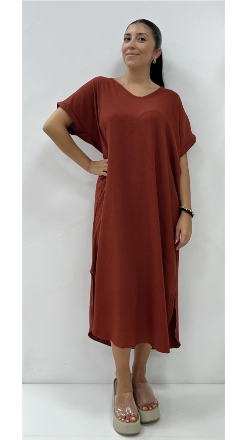 VESTIDO SUELTO TEJA