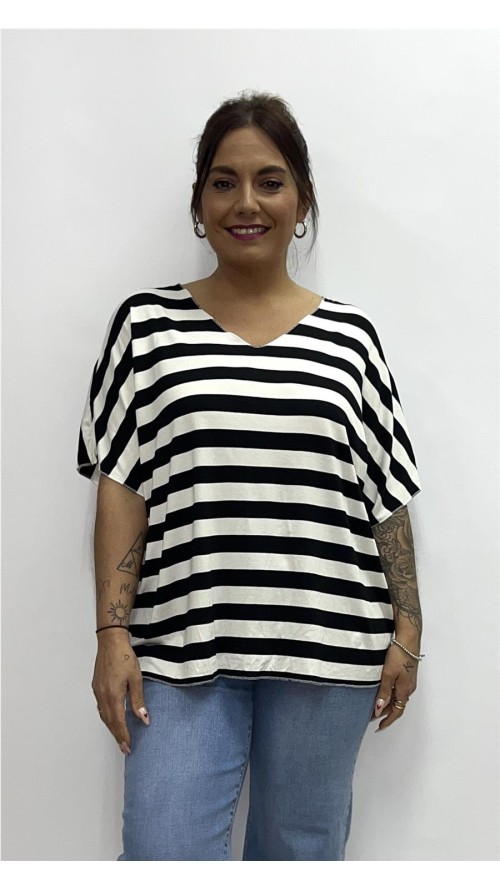 CAMISETA RAYAS NEGRO