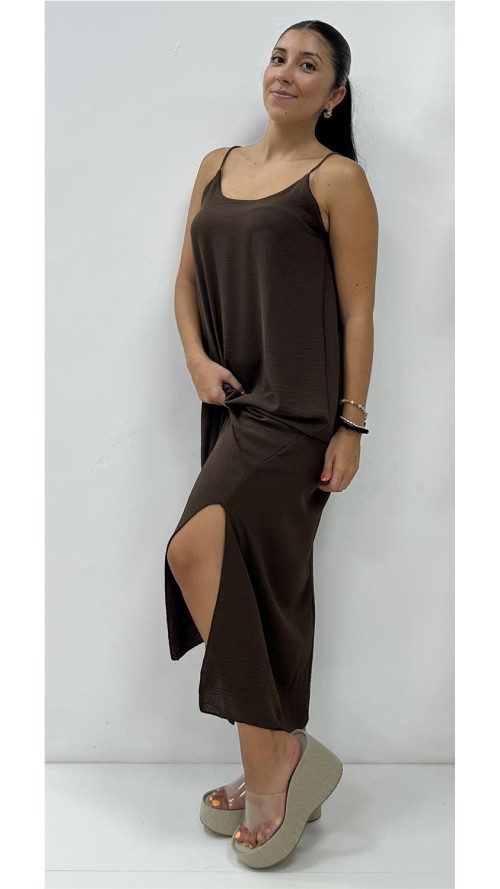 VESTIDO JIMENA MARRON