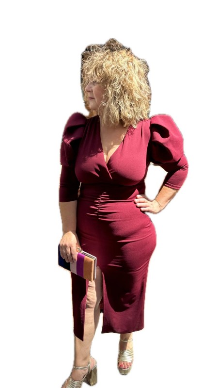 VESTIDO RESLE BURDEOS