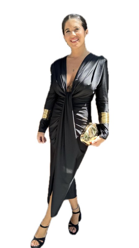 VESTIDO IRIS MANGA NEGRO