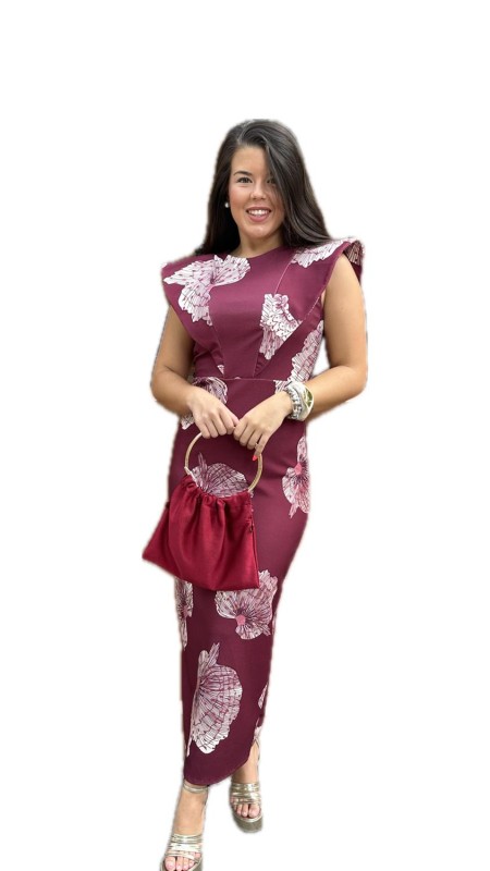 VESTIDO DIANA ESTAMPADO BURDEOS