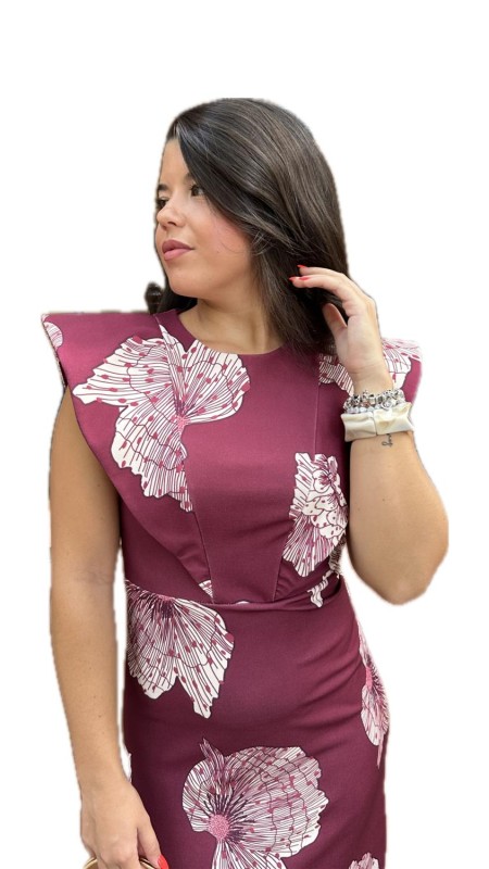 VESTIDO DIANA ESTAMPADO BURDEOS 2