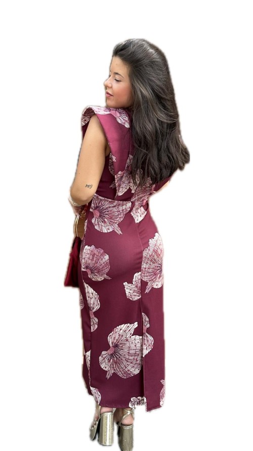 VESTIDO DIANA ESTAMPADO BURDEOS VESTIDO DIANA ESTAMPADO BURDEOS