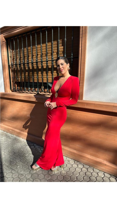 VESTIDO PIEDRA ROJO 2