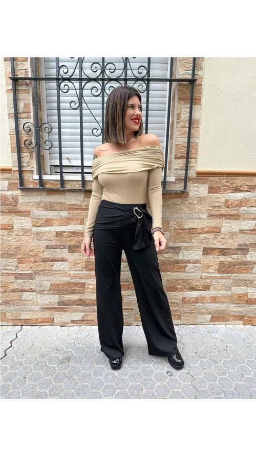PANTALON PUNTO ROSA NEGRO