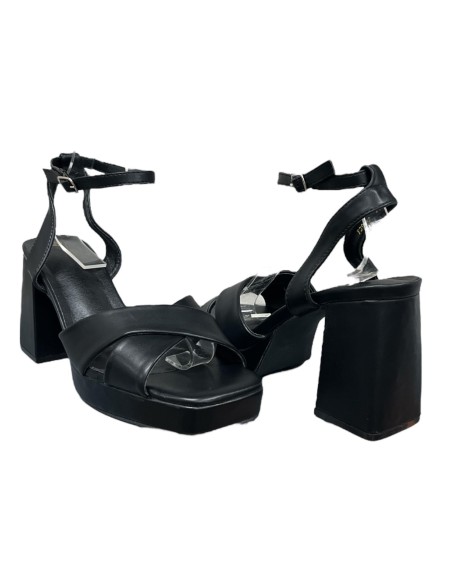 SANDALIA TACON CRUZADA NEGRO