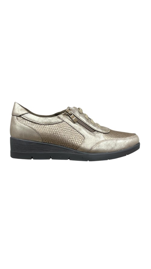 ZAPATO CUÑA ELASTICOS BRONCE