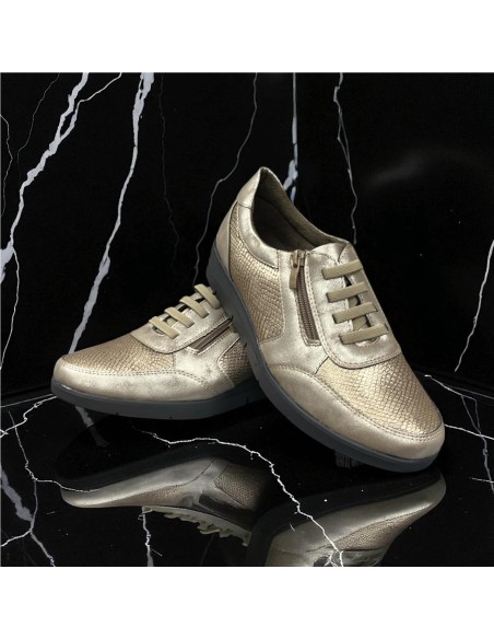 ZAPATO CUÑA ELASTICOS BRONCE