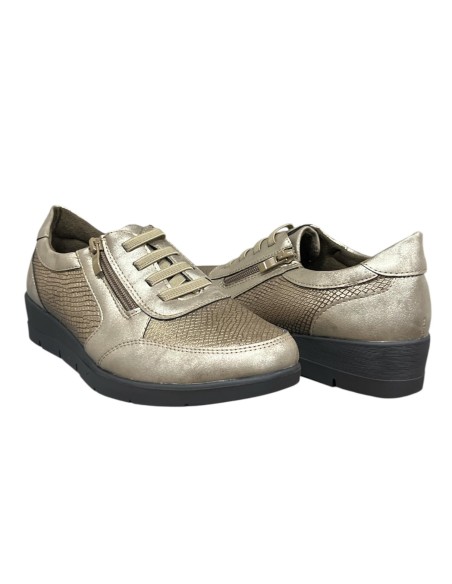 ZAPATO CUÑA ELASTICOS BRONCE