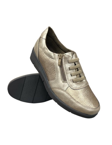 ZAPATO CUÑA ELASTICOS BRONCE