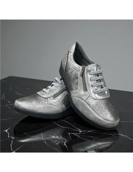 ZAPATO CUÑA ELASTICOS PLOMO