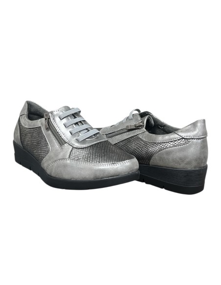 ZAPATO CUÑA ELASTICOS PLOMO