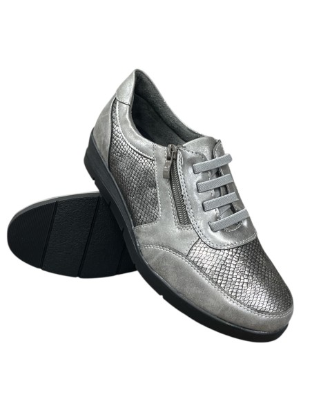 ZAPATO CUÑA ELASTICOS PLOMO