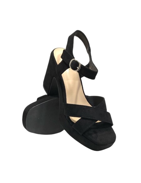 SANDALIA TACON ANCHO NEGRO