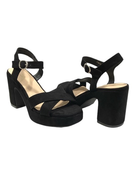 SANDALIA TACON ANCHO NEGRO