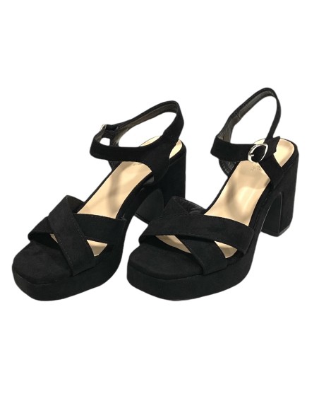 SANDALIA TACON ANCHO NEGRO