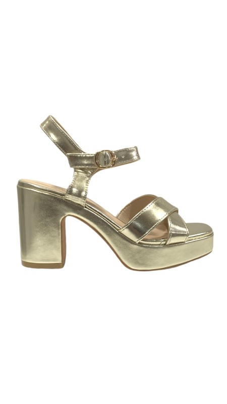 SANDALIA TACON ANCHO ORO