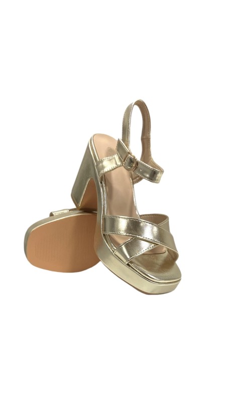 SANDALIA TACON ANCHO ORO 2