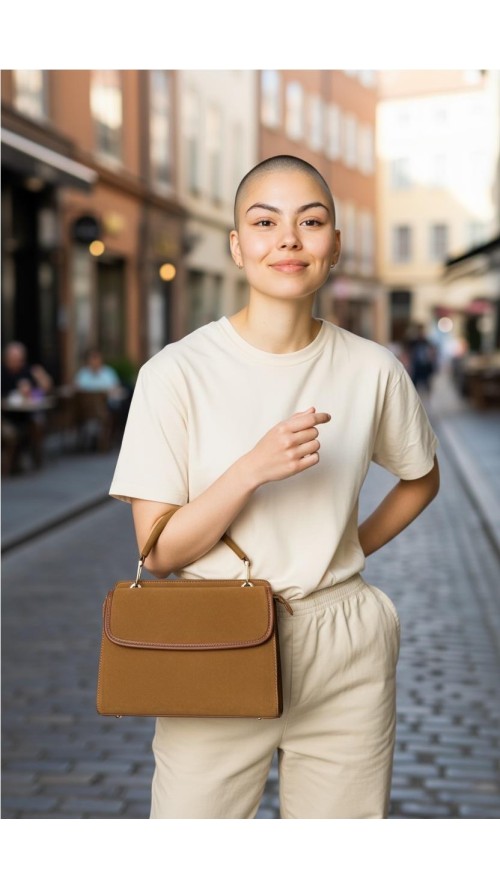 BOLSO MEDIANO SOLAPA MARRON