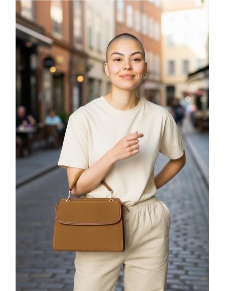 BOLSO MEDIANO SOLAPA MARRON